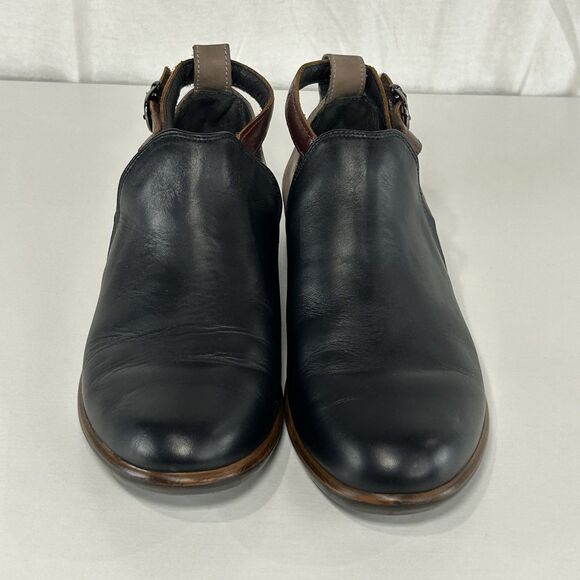 Naot Kamsin Black Taupe Leather Nubuck Ankle Bootie Shoes US 6.5 EU 37 - Picture 2 of 8